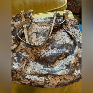 B. Makowsky  Grey and Cream Floral Bag